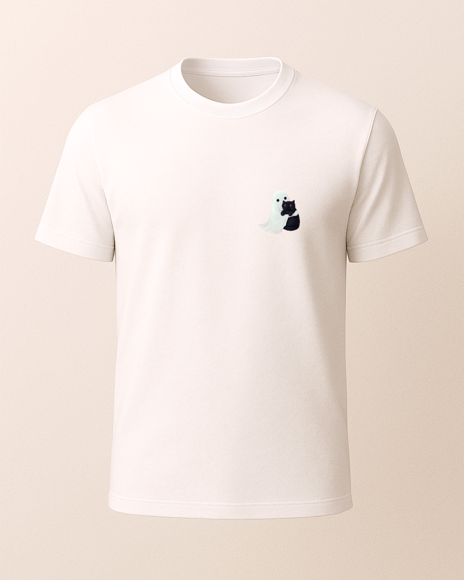 Hayalet ve Kedi Tasarımlı Tişört