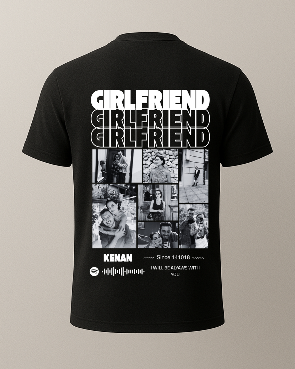 Girlfriend Baskılı Sevgili T-Shirt