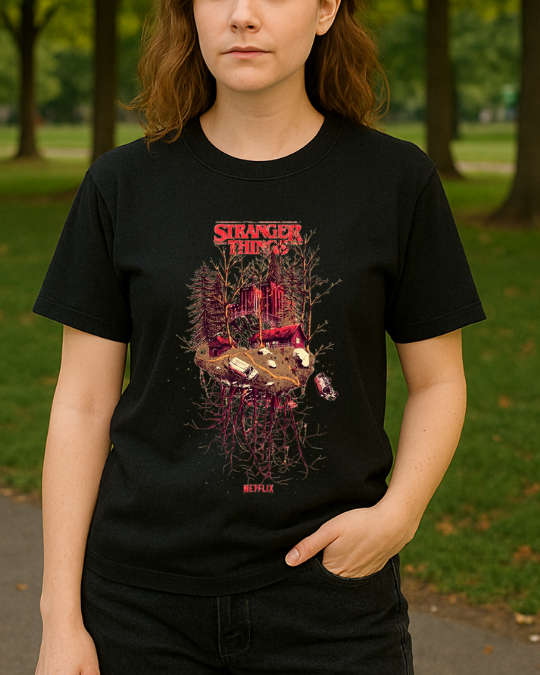 Stranger Things Baskılı Tişört