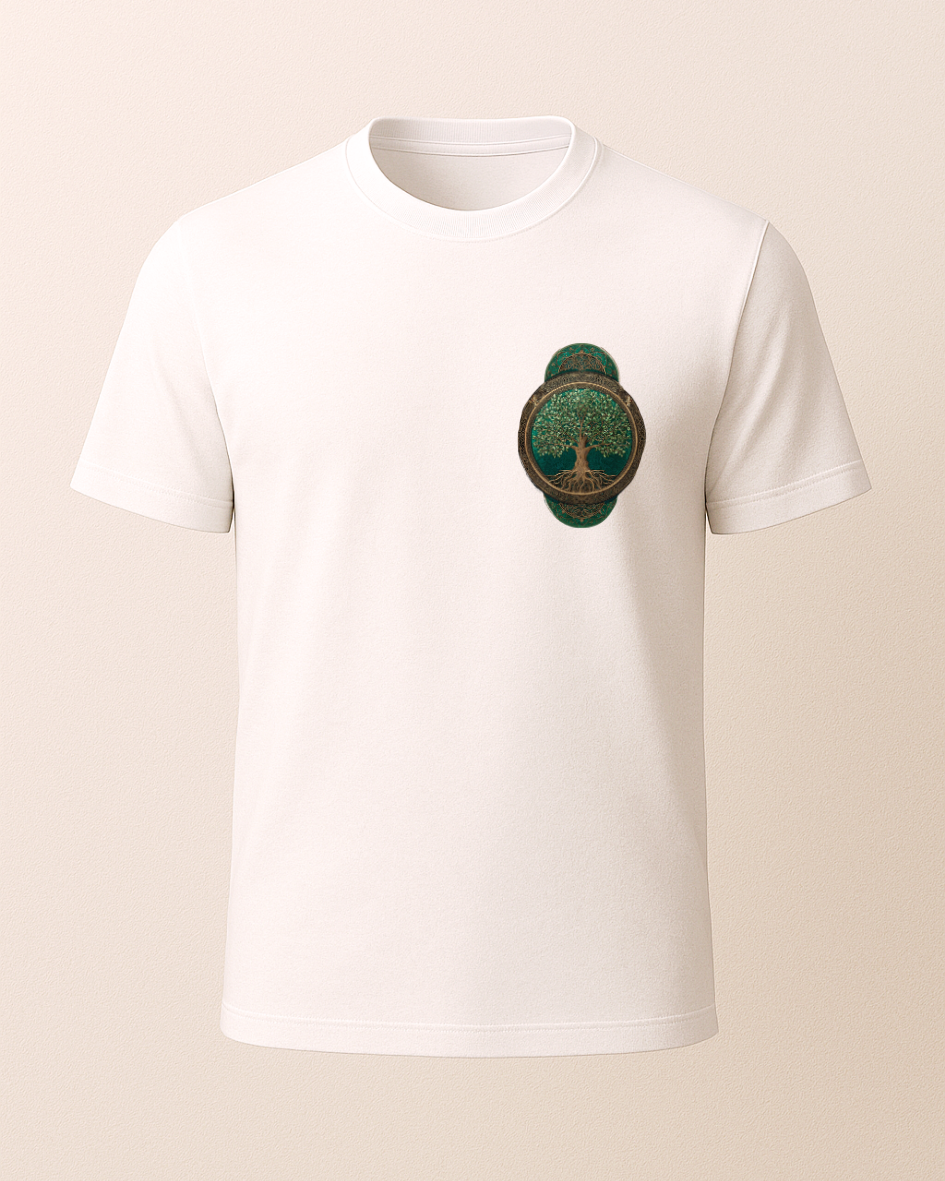 Etnik Ağaç Temalı Baskılı Tişört