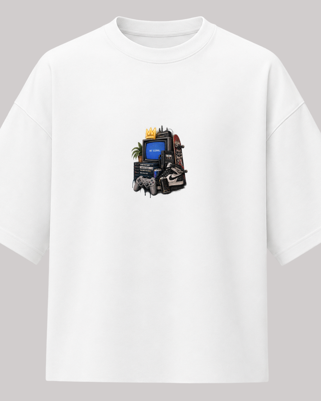 Retro Gamer Oversize T-Shirt – Vintage Oyun Konsolu Baskılı