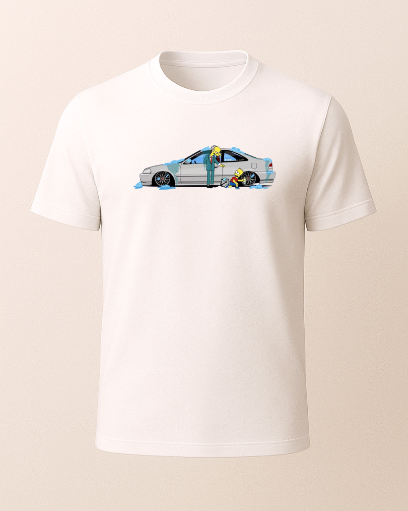 Simsons ve Civic Baskılı Tişört