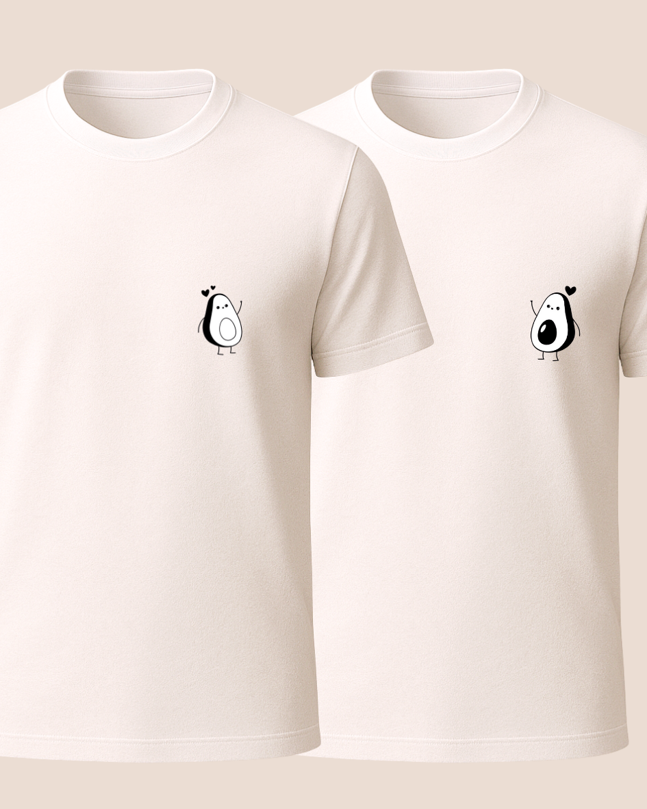 Avokadolar Baskılı Çift T-Shirtü