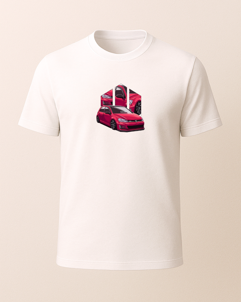 Kırmızı Golf Baskılı Tişört