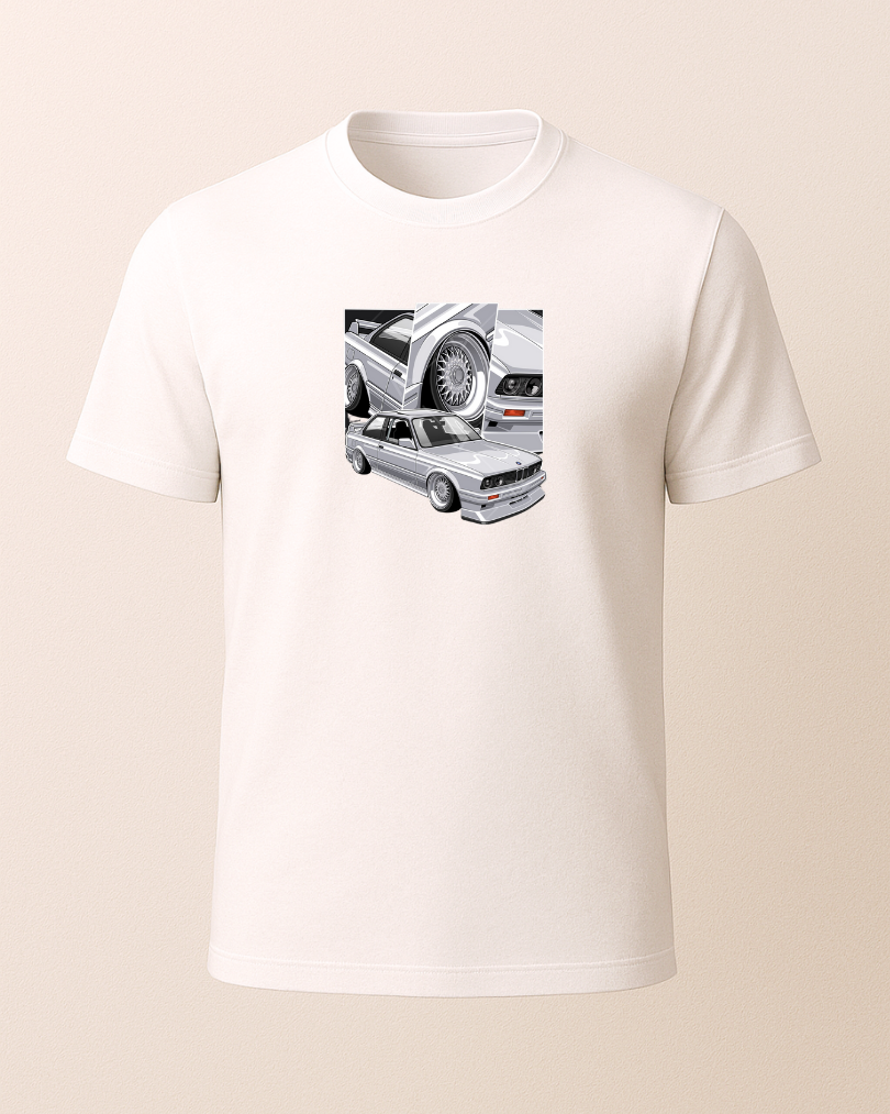 Beyaz E30 Baskılı Tişört