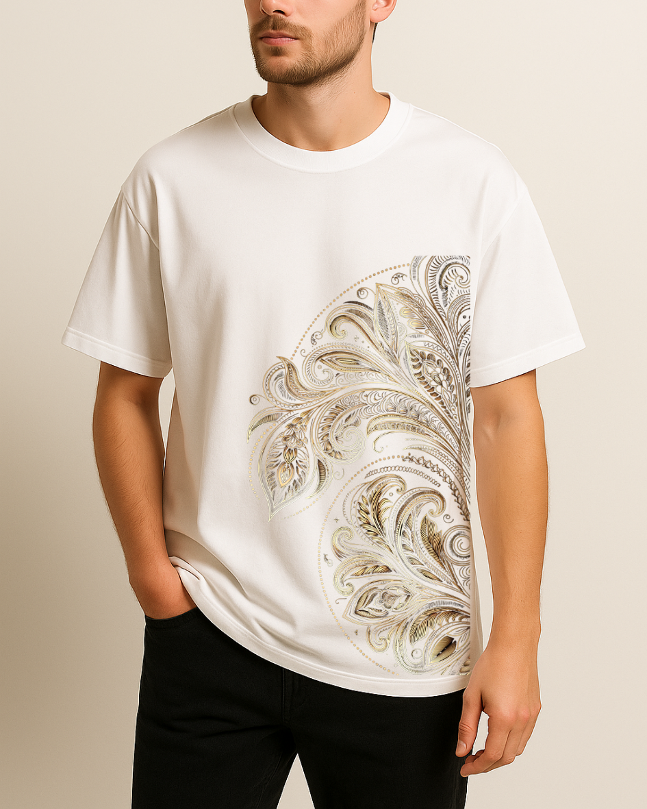 Sanatsal Desenler Baskılı T-Shirt