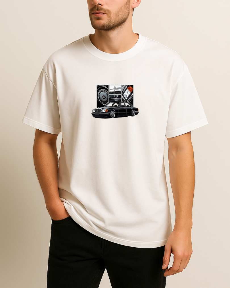 Siyah Mersedes Baskılı T-Shirt