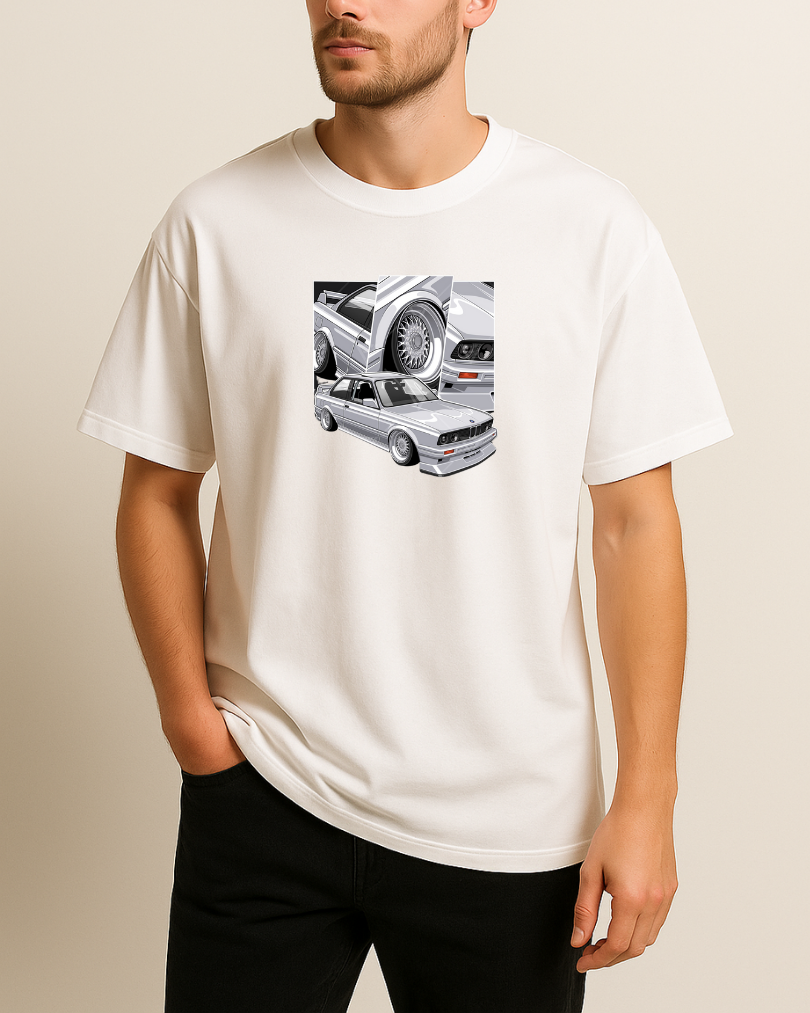 Beyaz E30 Baskılı Tişört