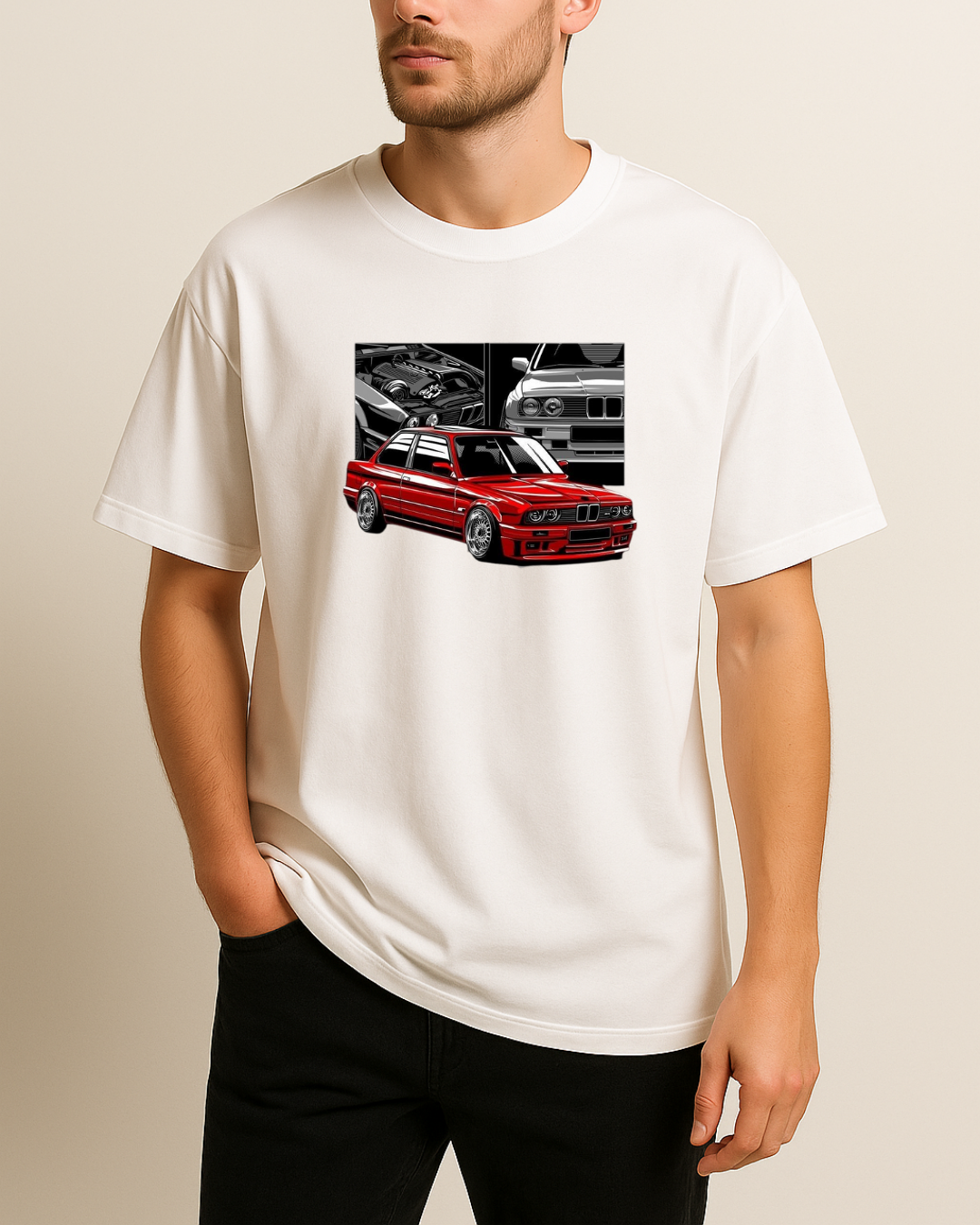 Kırmızı E30 Baskılı Tişört