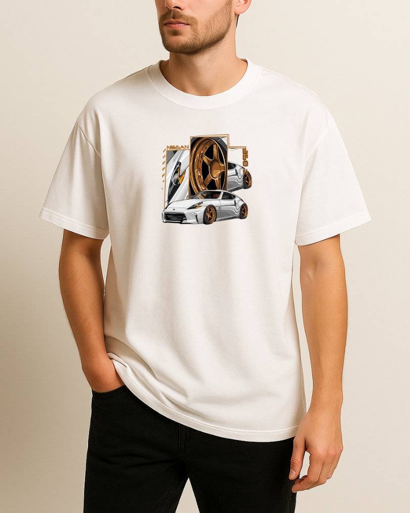 Beyaz 350Z Baskılı Tişört