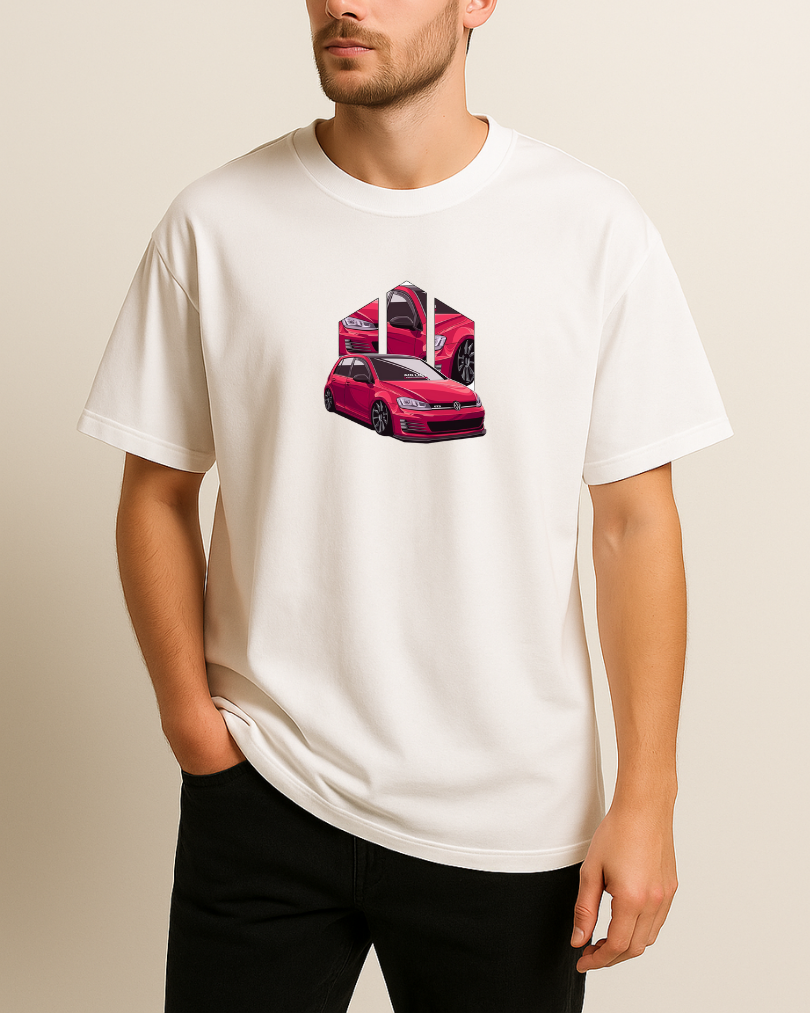 Kırmızı Golf Baskılı Tişört