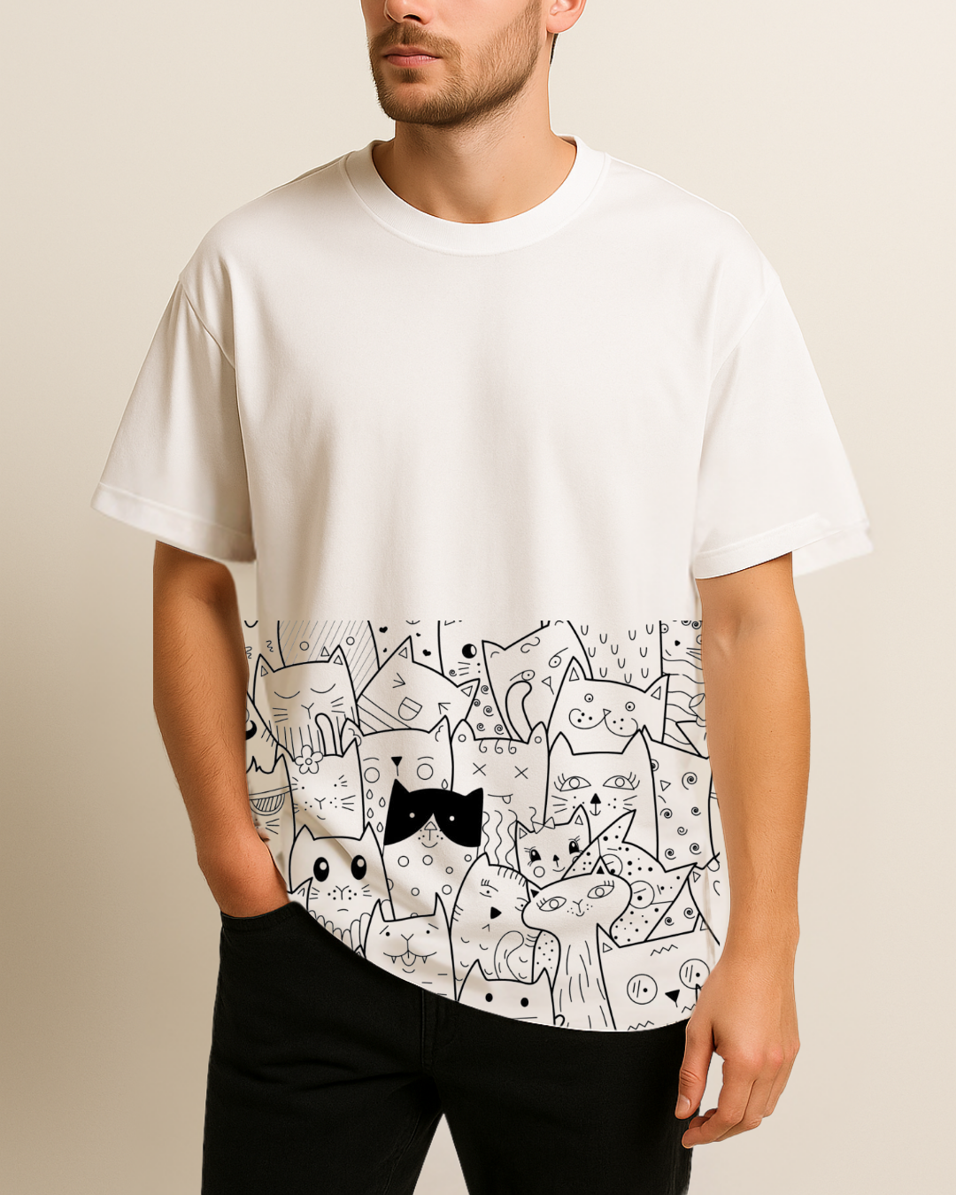 Kediler Baskılı T-Shirt