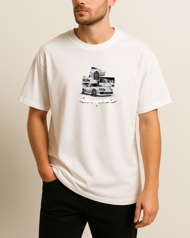 Beyaz Supra Baskılı Tişört