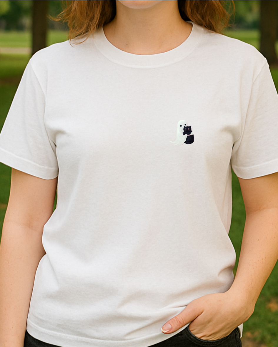 Hayalet ve Kedi Tasarımlı Tişört