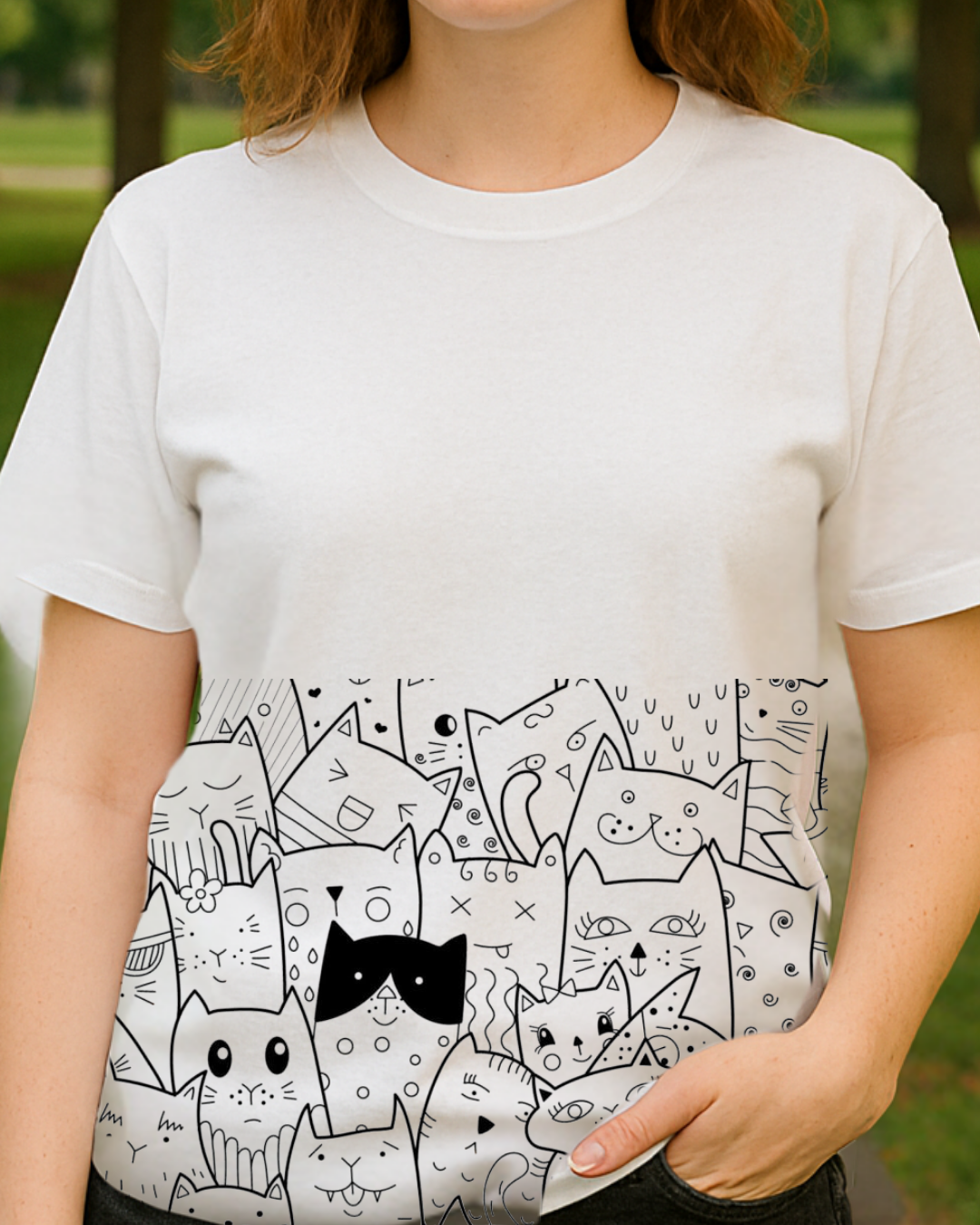 Kediler Baskılı T-Shirt