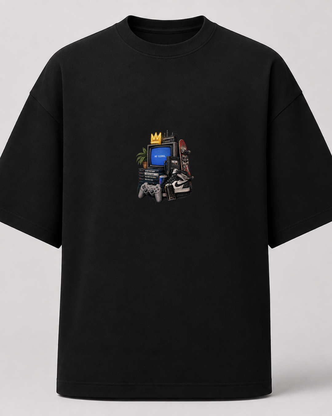 Retro Gamer Oversize T-Shirt – Vintage Oyun Konsolu Baskılı