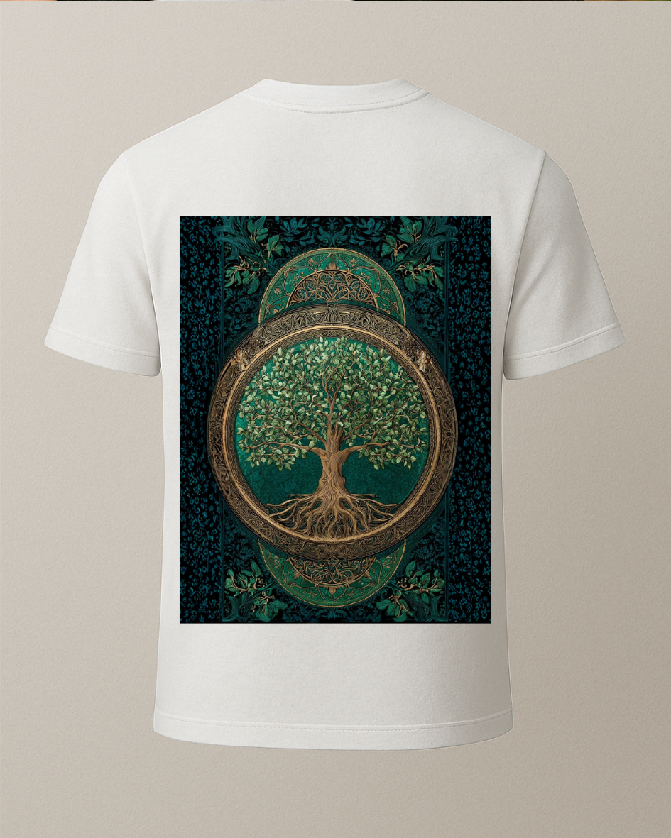 Etnik Ağaç Temalı Baskılı Tişört