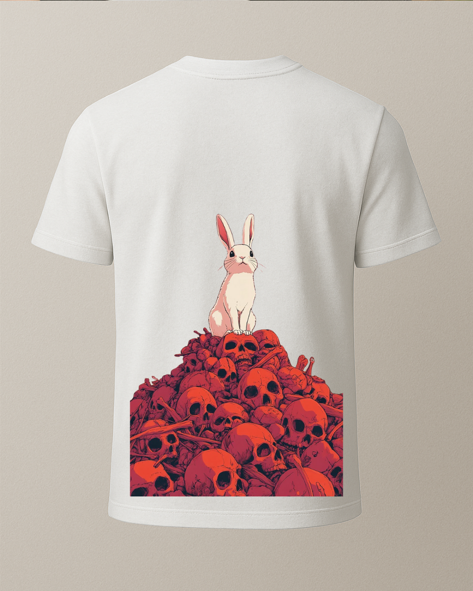 Kuru Kafa ve Tavşan Baskılı Tişört