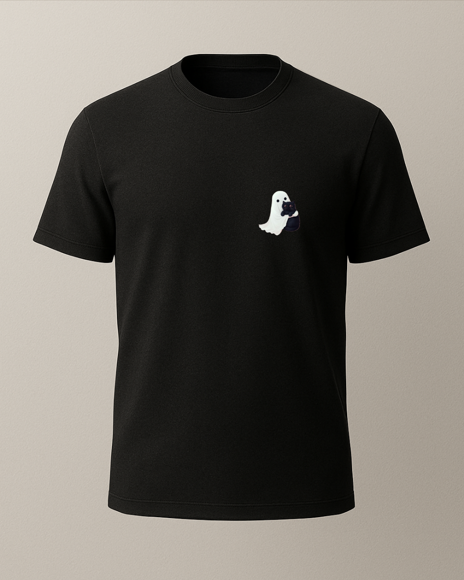 Hayalet ve Kedi Tasarımlı Tişört