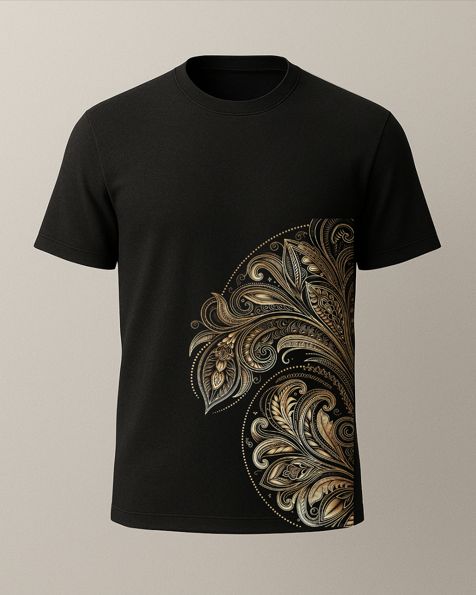 Sanatsal Desenler Baskılı T-Shirt