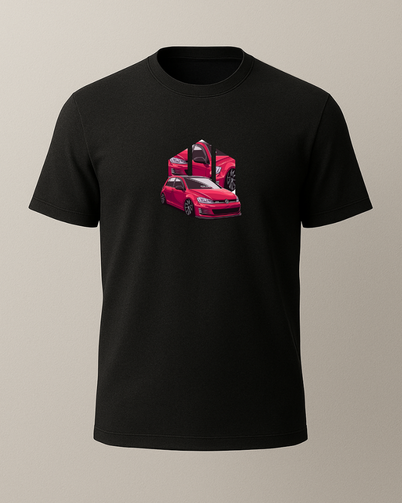 Kırmızı Golf Baskılı Tişört