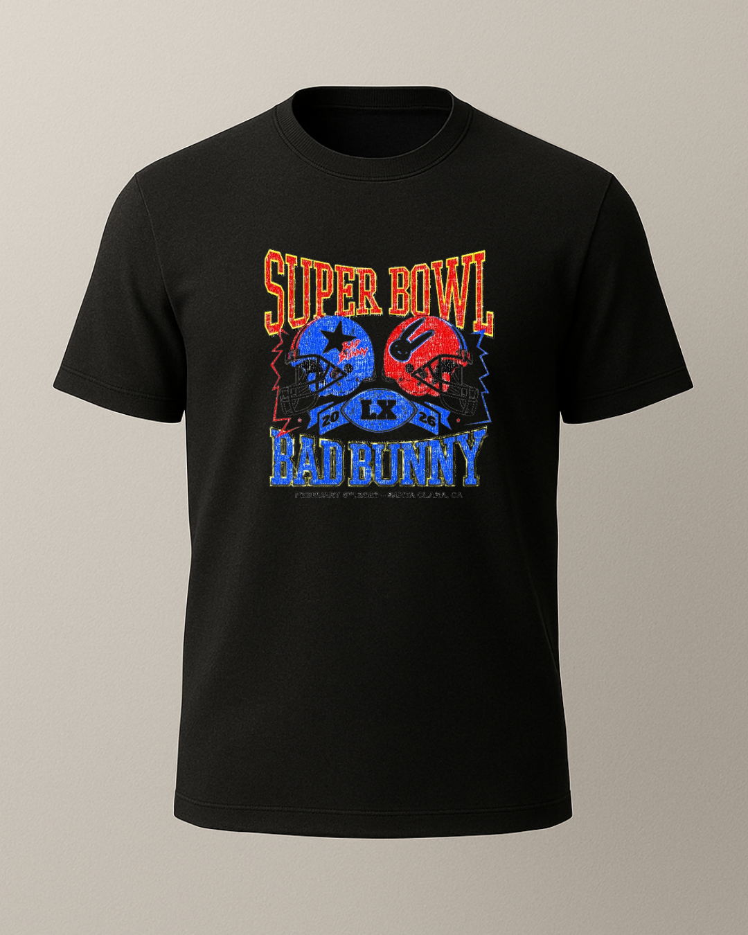 Super Bowl Bad Bunny Baskılı T-Shirt