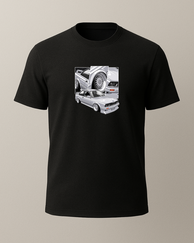 Beyaz E30 Baskılı Tişört