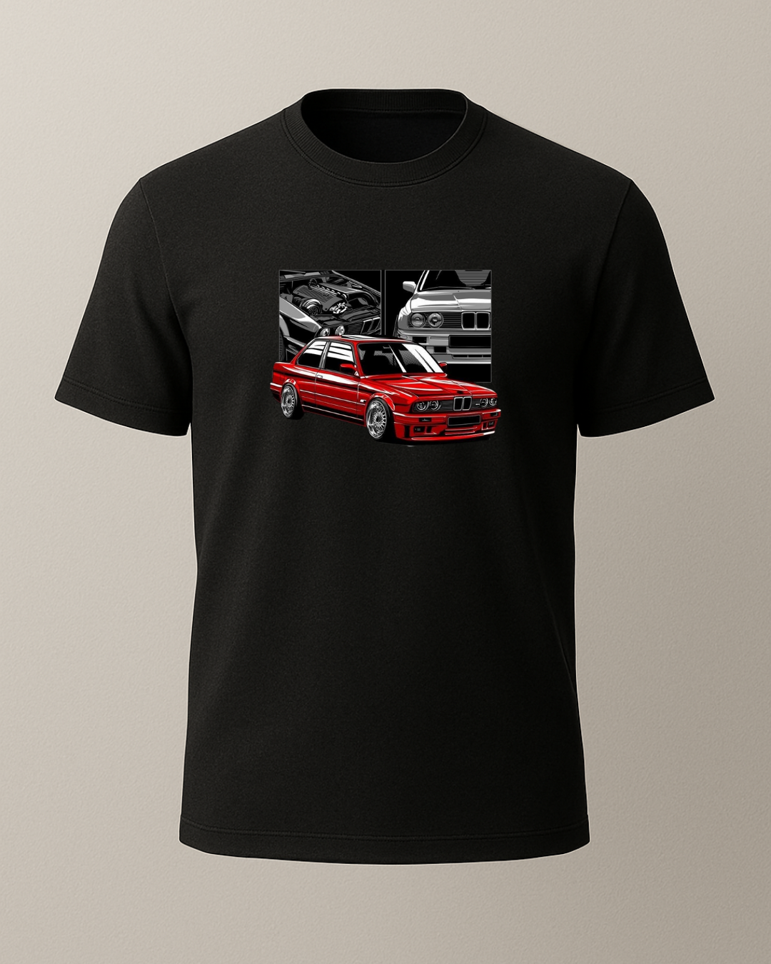 Kırmızı E30 Baskılı Tişört