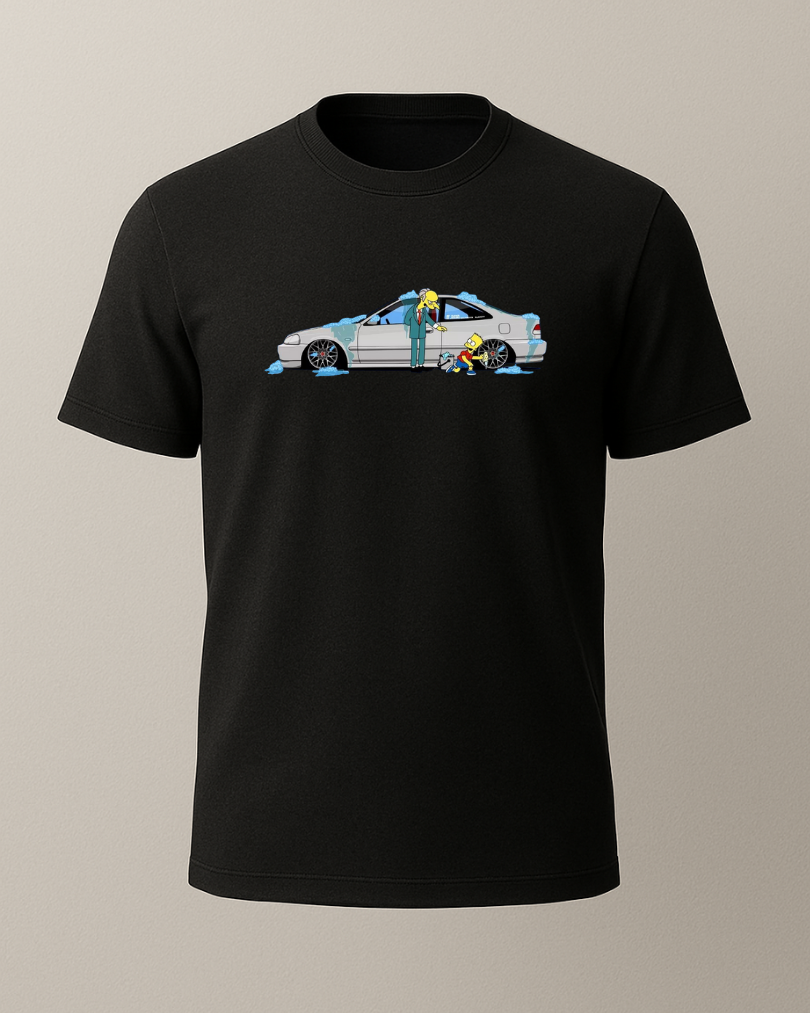 Simsons ve Civic Baskılı Tişört