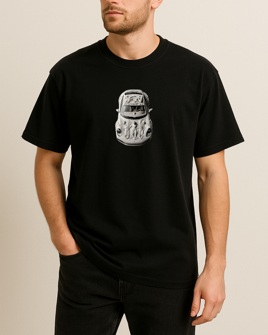 Etnik Porsh Baskılı T-Shirt