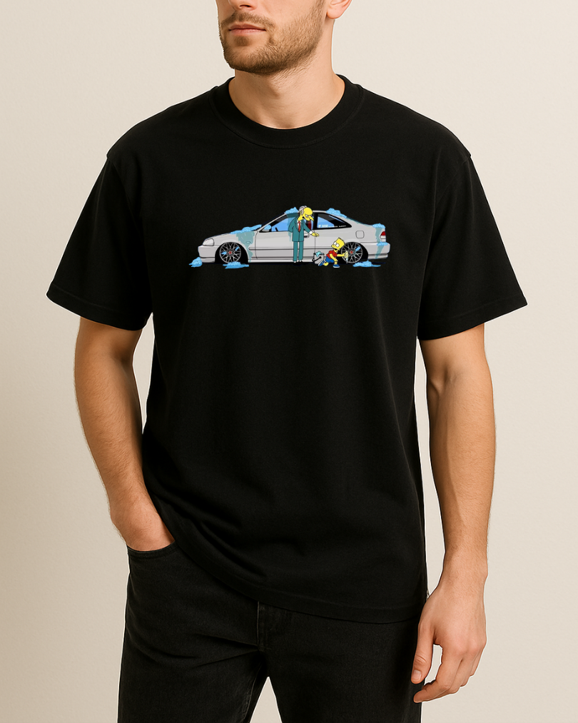 Simsons ve Civic Baskılı Tişört