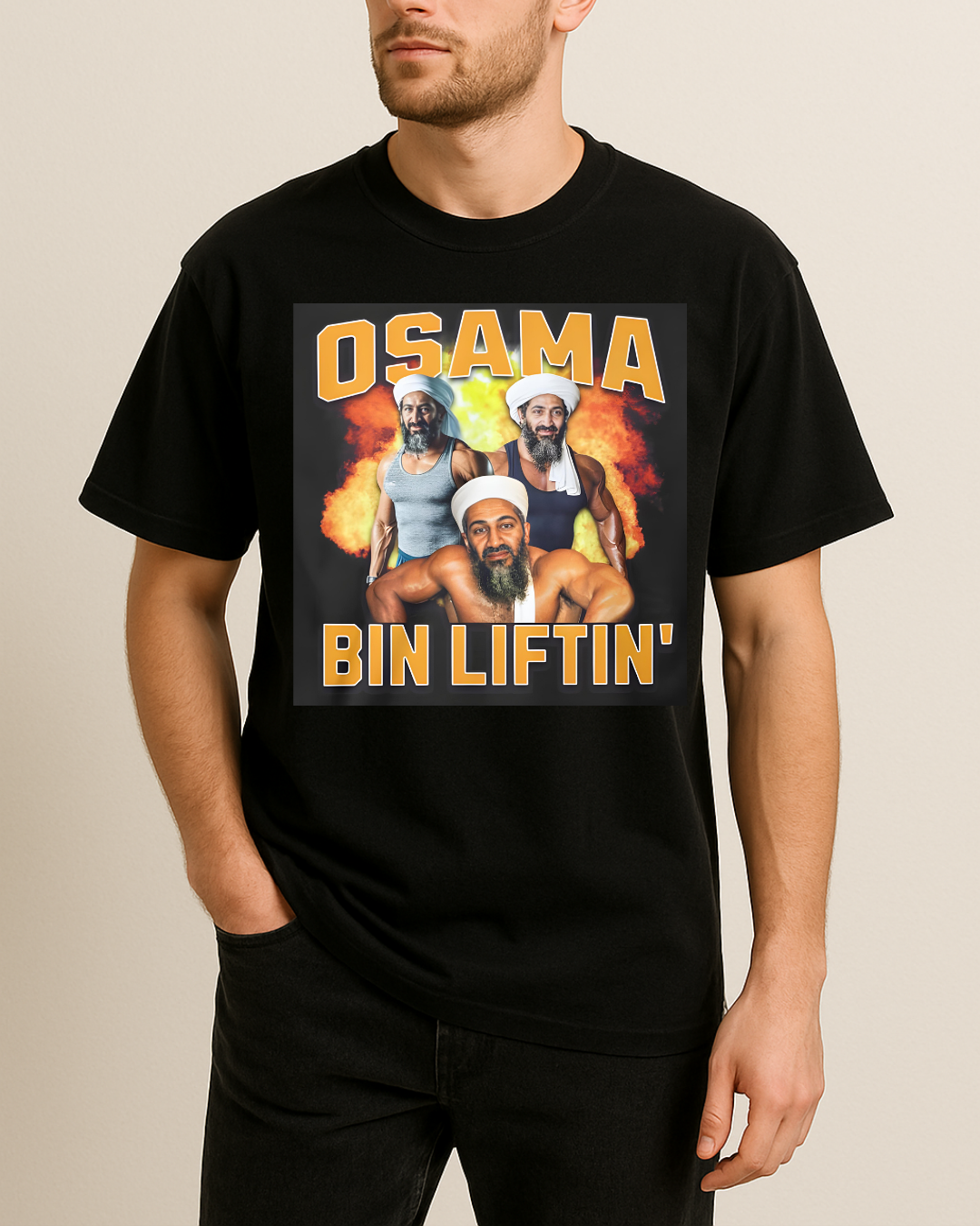 Osama Bin Lifting Baskılı T-Shirt
