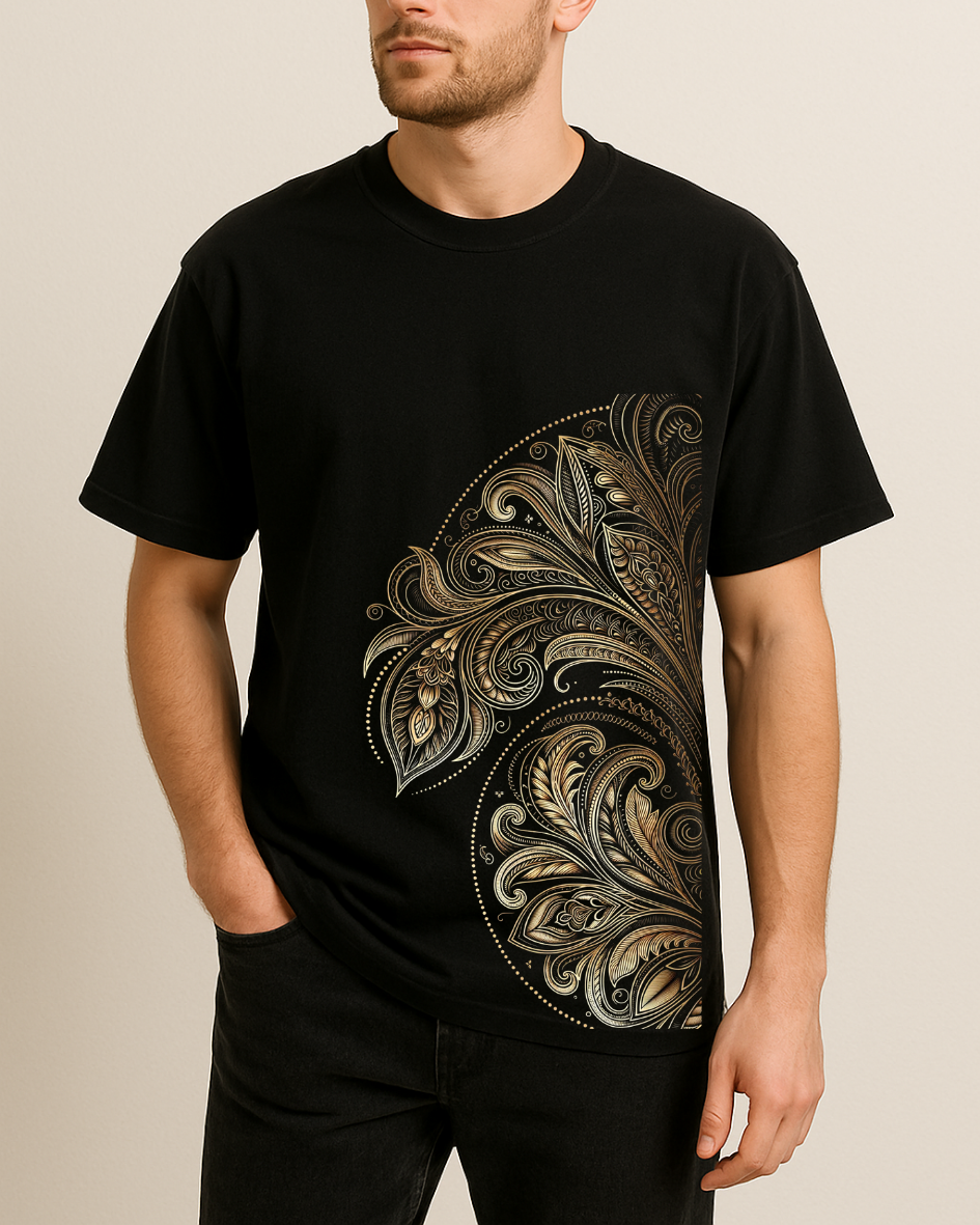 Sanatsal Desenler Baskılı T-Shirt