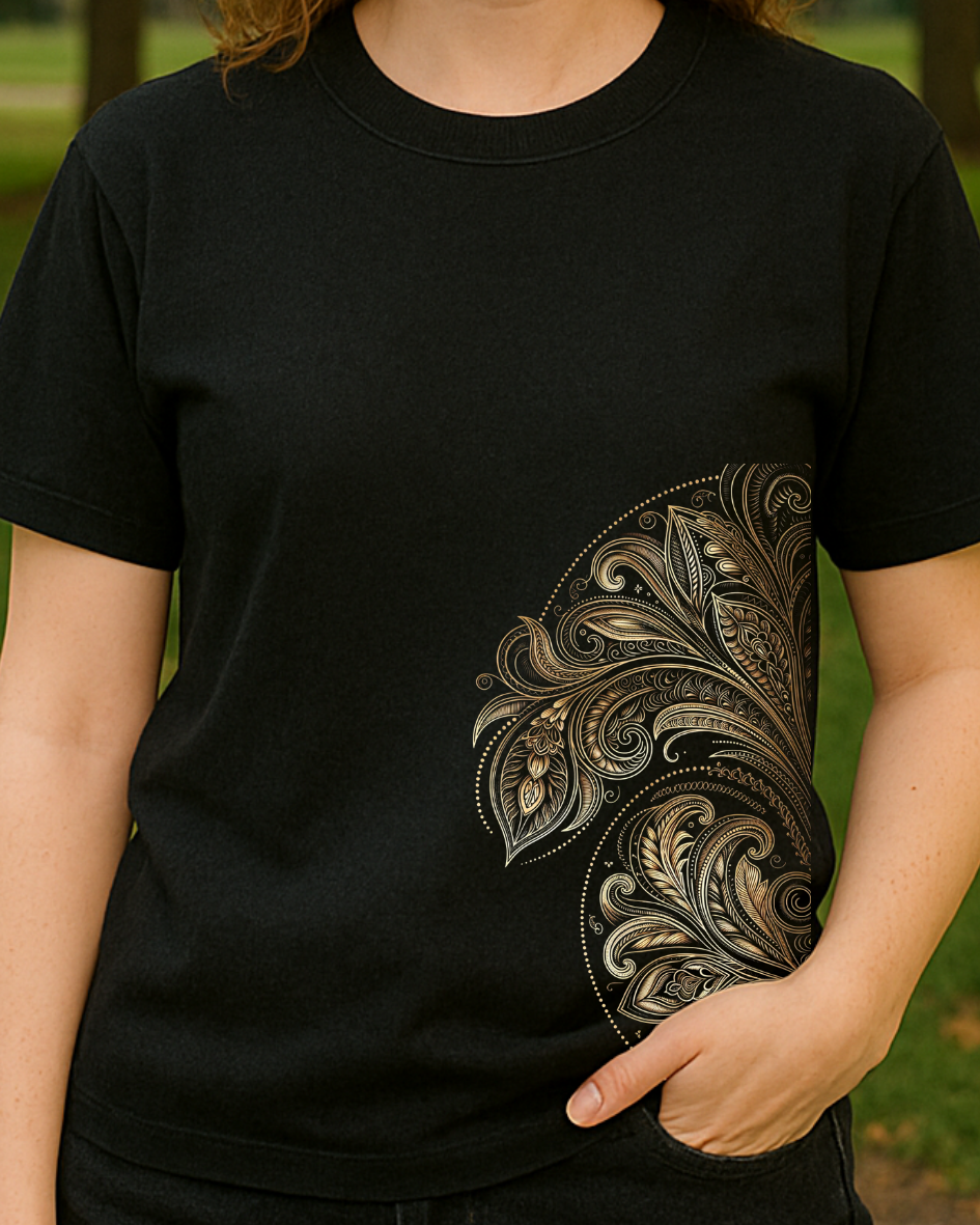 Sanatsal Desenler Baskılı T-Shirt