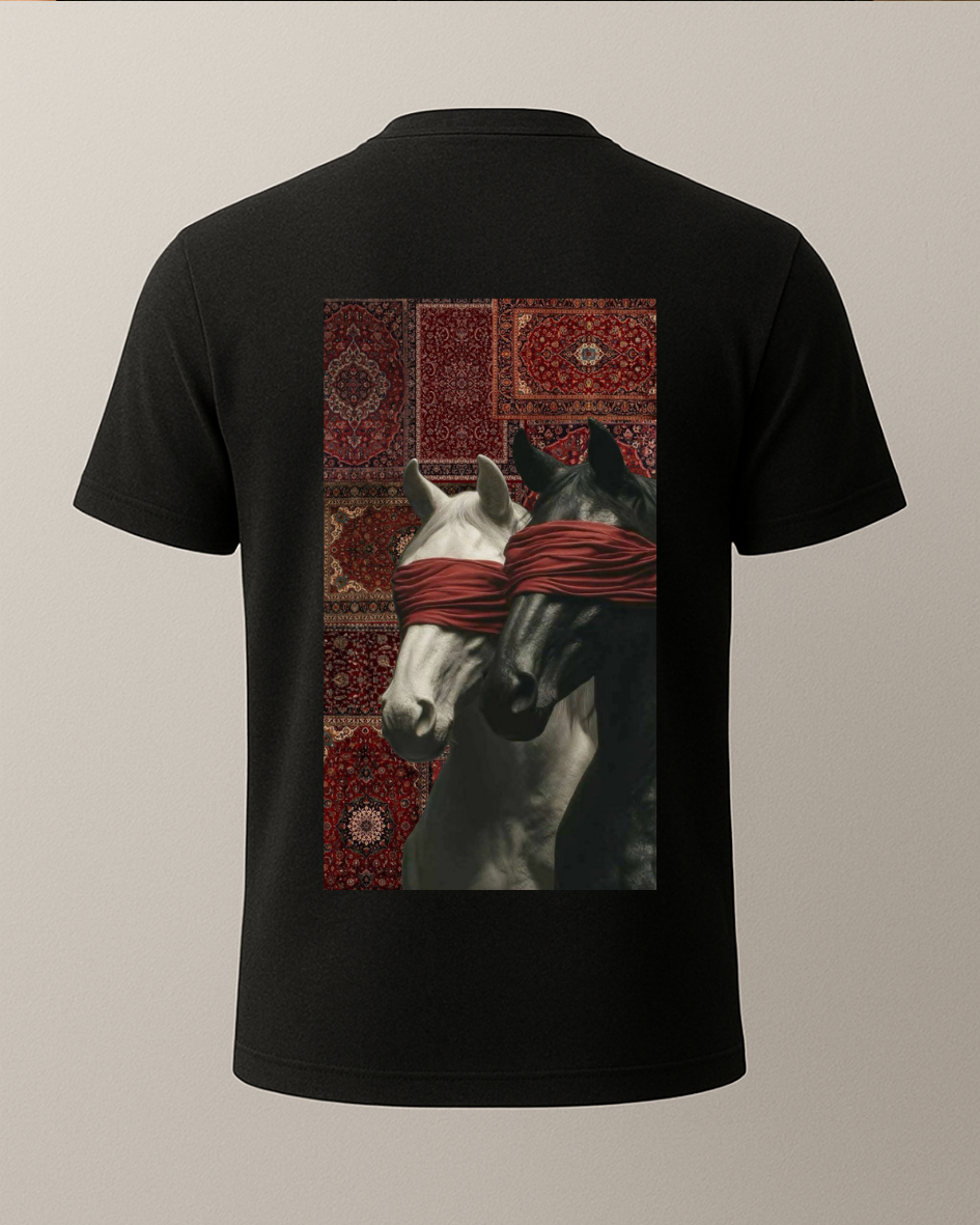 Etnik Atlar Baskılı Tişört