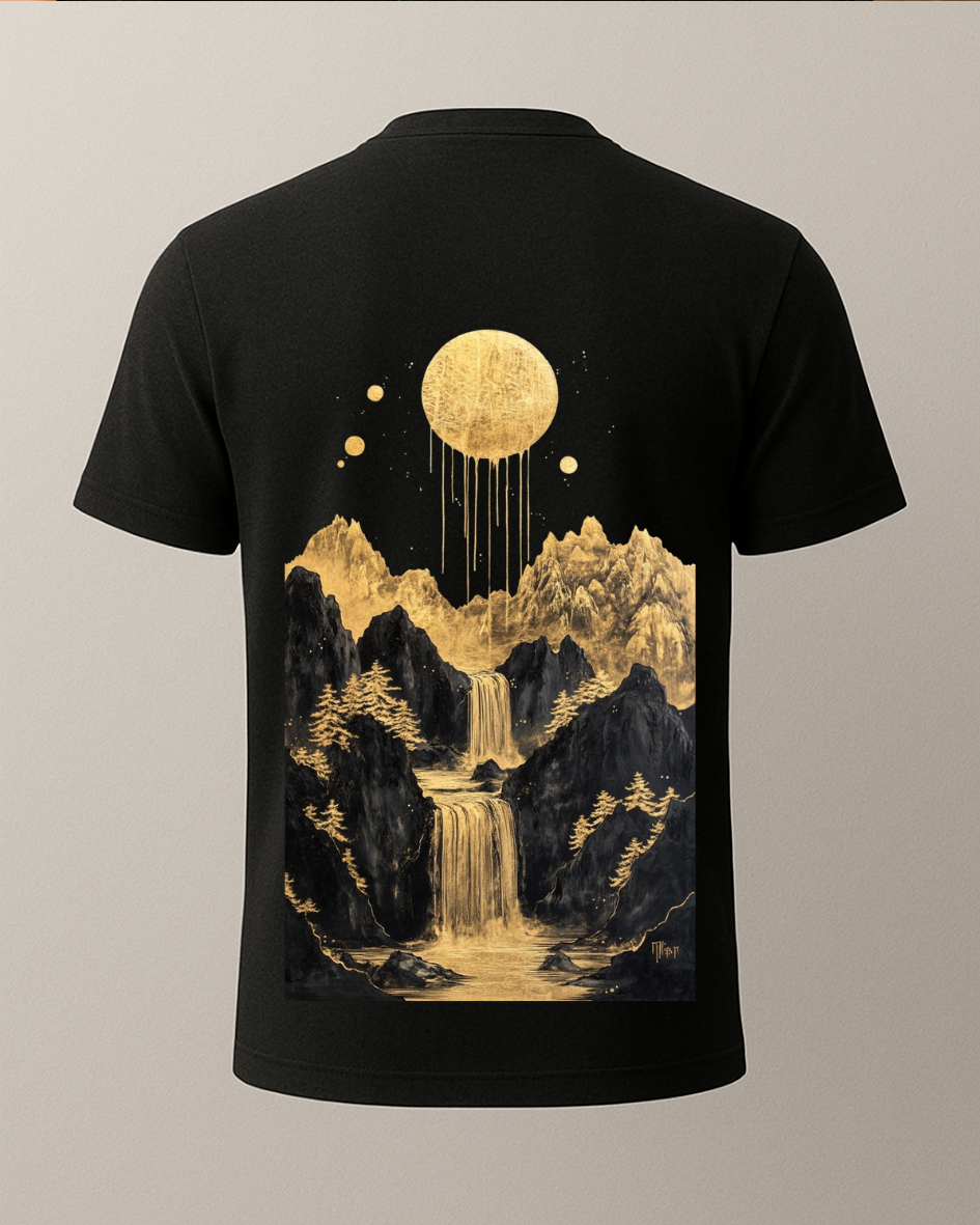 Ay ve Manzara Baskılı Tişört
