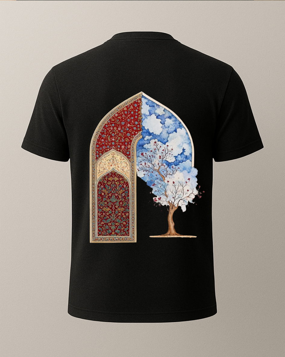 Etnik Ağaç Baskılı Tişört