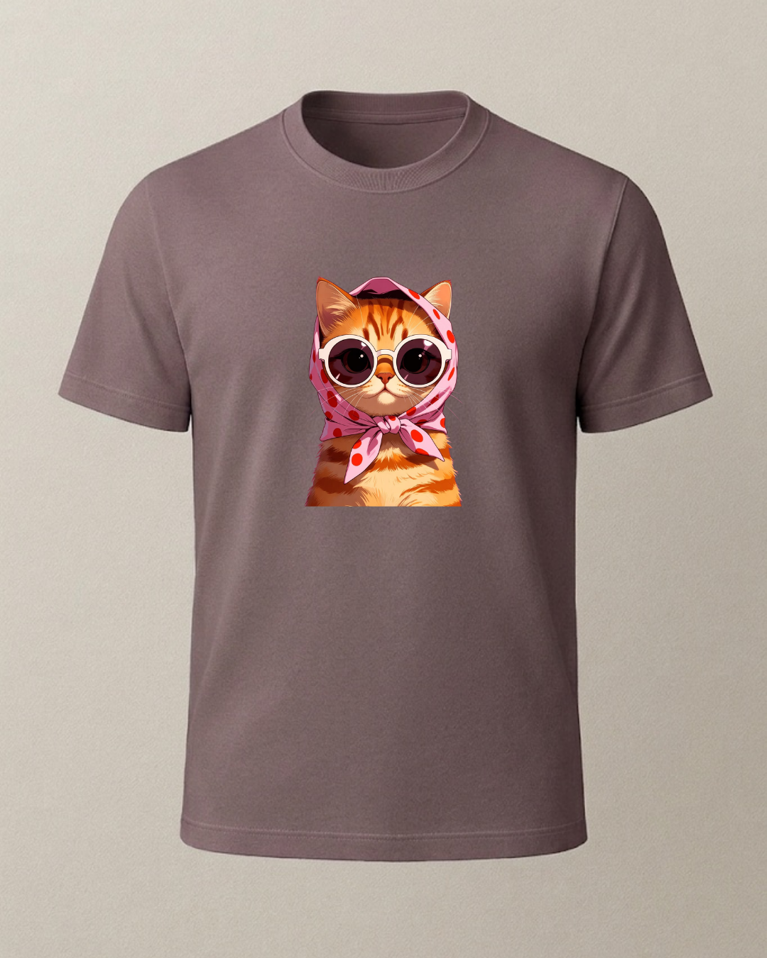 Başörtülü Sarı Kedi -Sarman- Baskılı T-Shirt