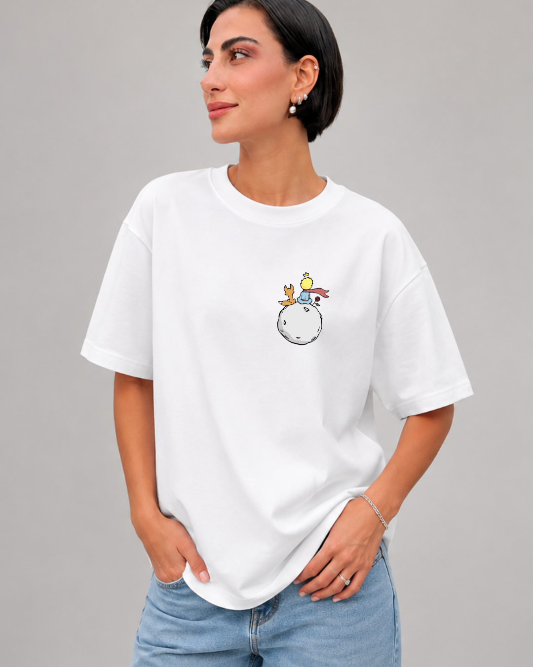 Küçük Prens Baskılı Oversize T-Shirt
