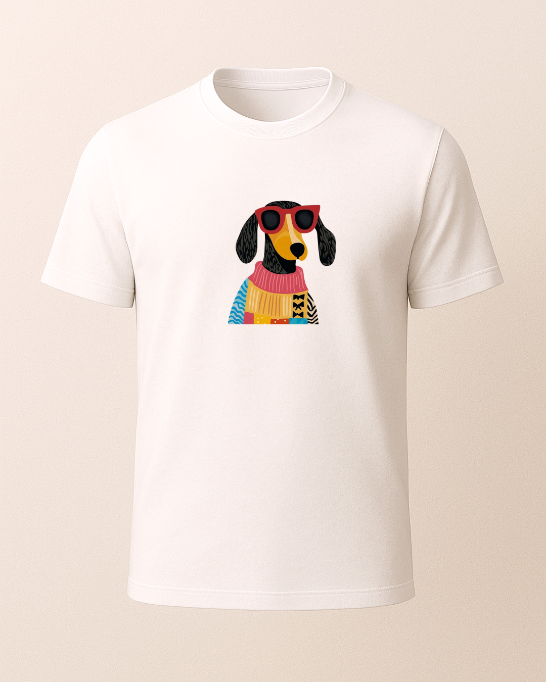 Uzun Kulaklı Köpke Baskılı T-Shirt