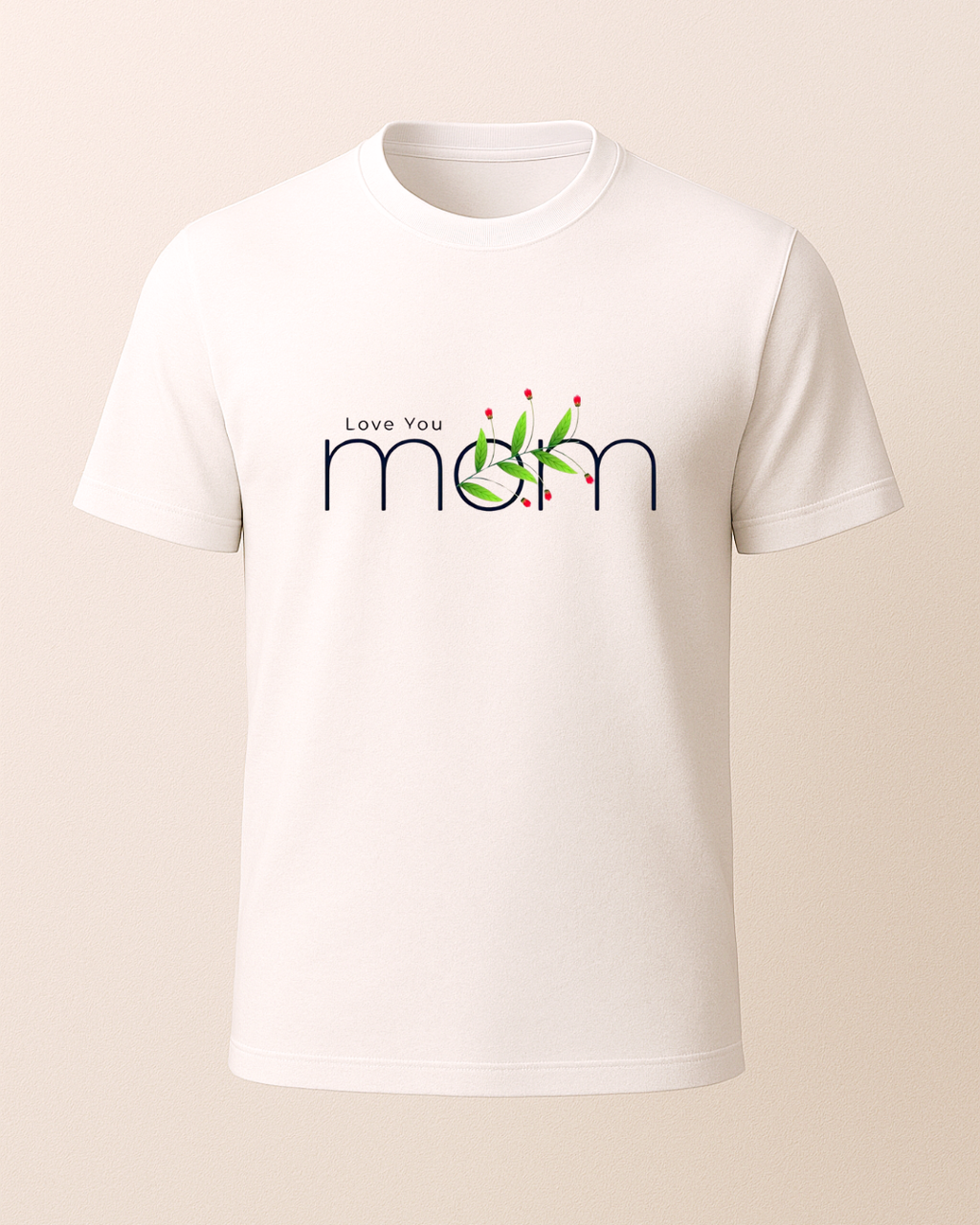 Love You Mom Baskılı T-Shirt