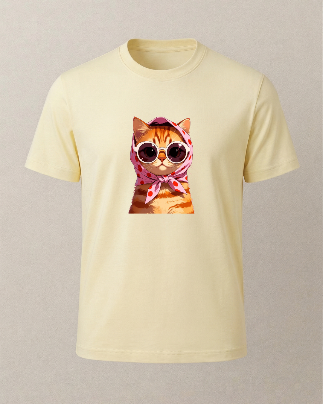 Başörtülü Sarı Kedi -Sarman- Baskılı T-Shirt