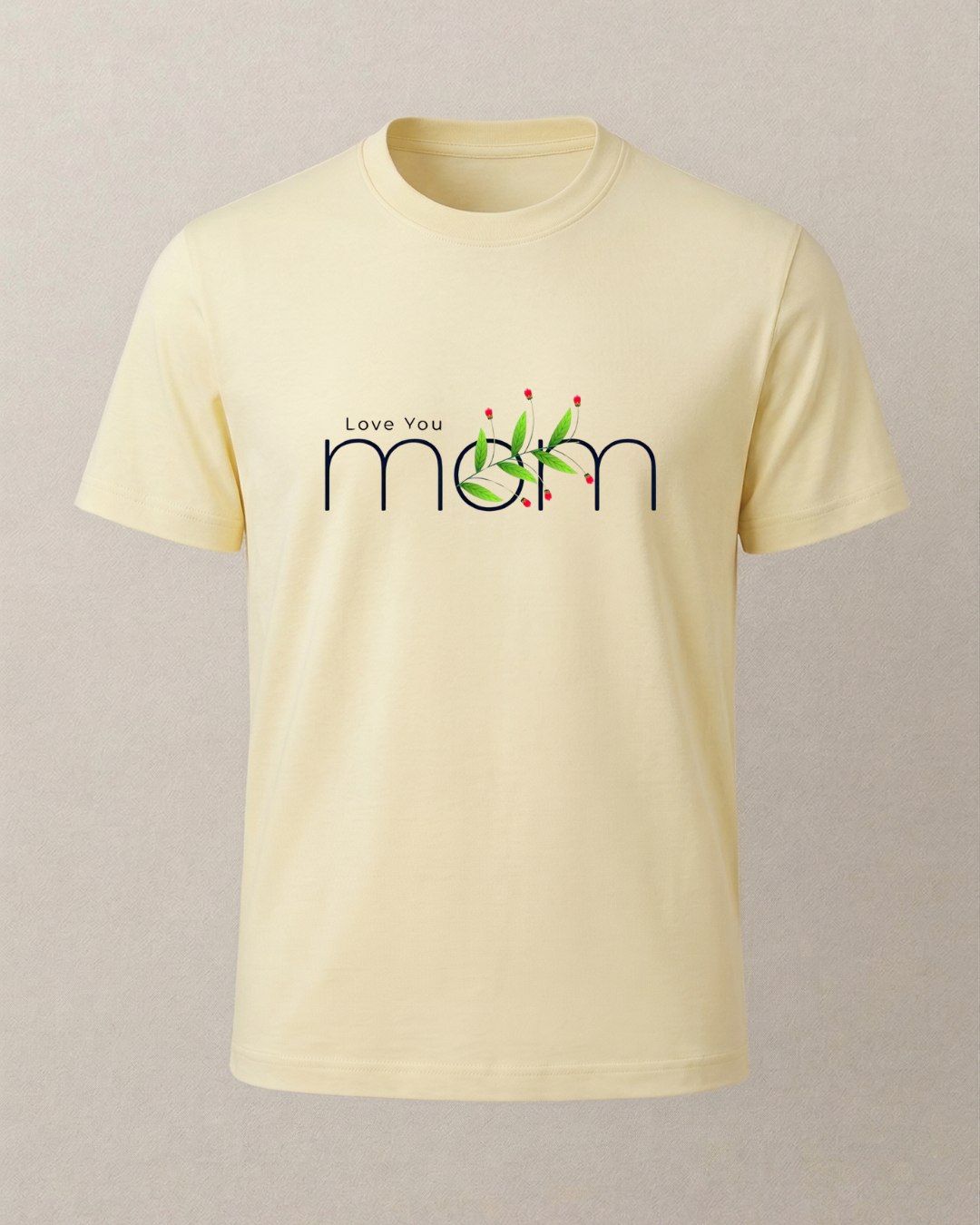 Love You Mom Baskılı T-Shirt