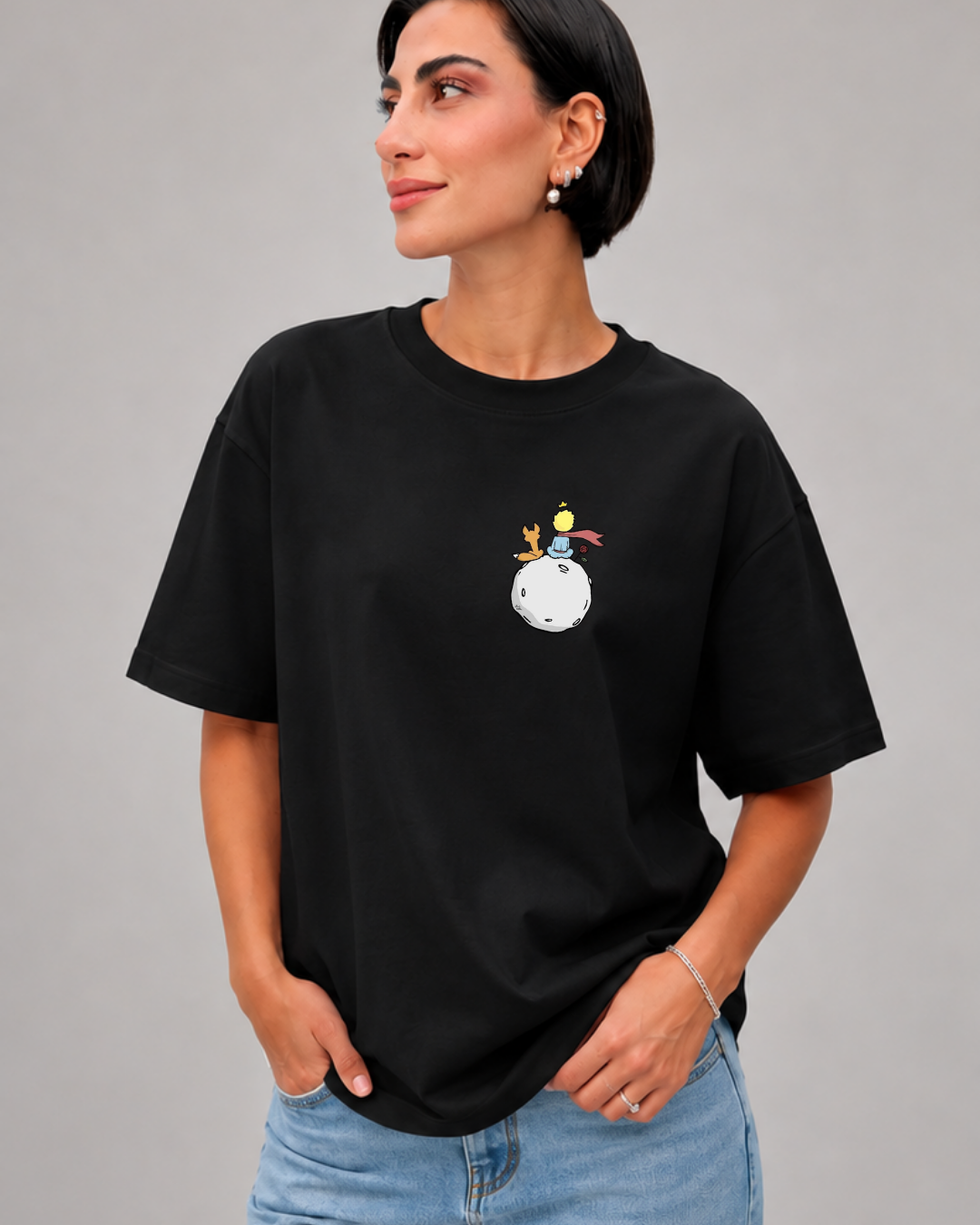 Küçük Prens Baskılı Oversize T-Shirt