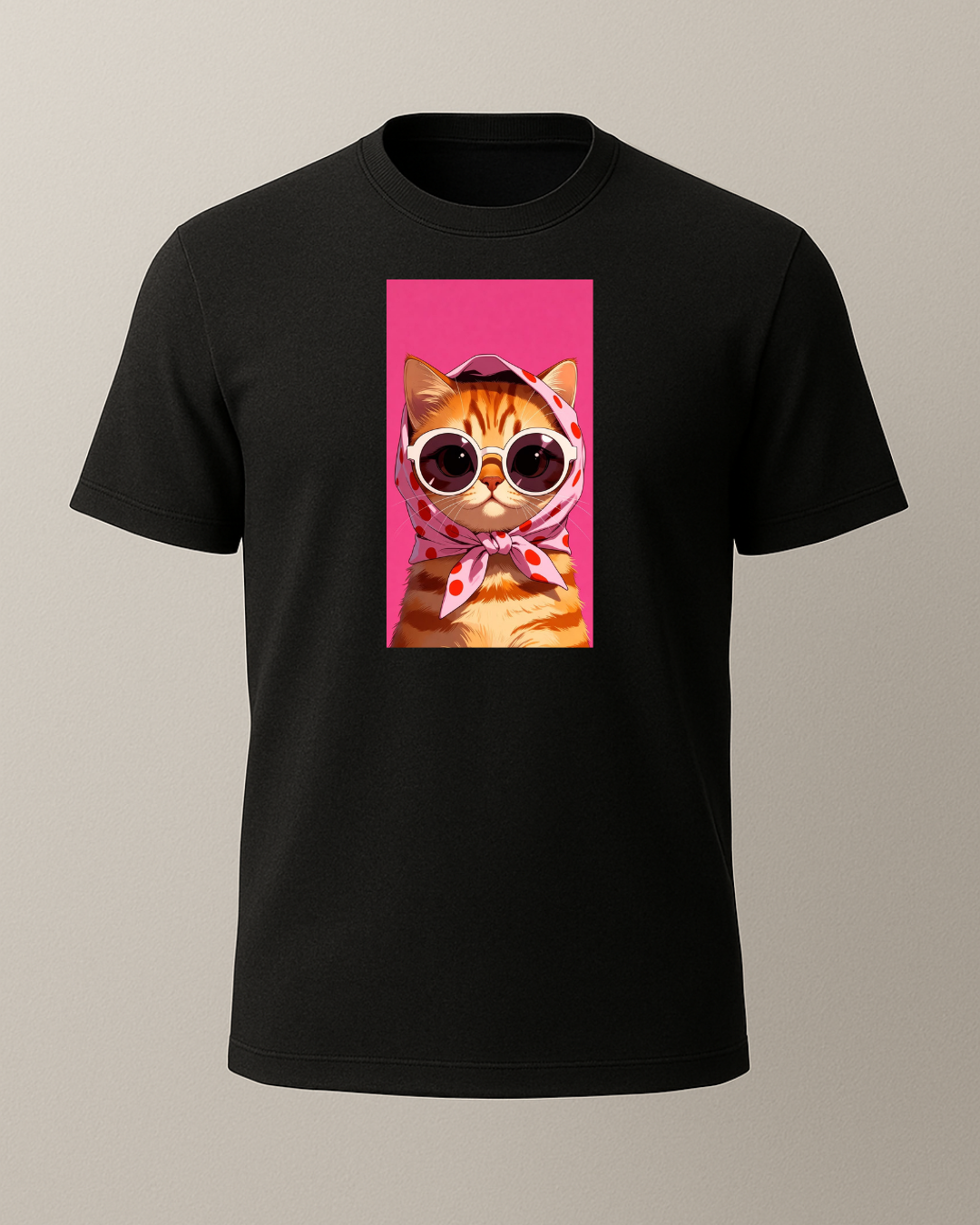 Başörtülü Sarı Kedi -Sarman- Baskılı T-Shirt