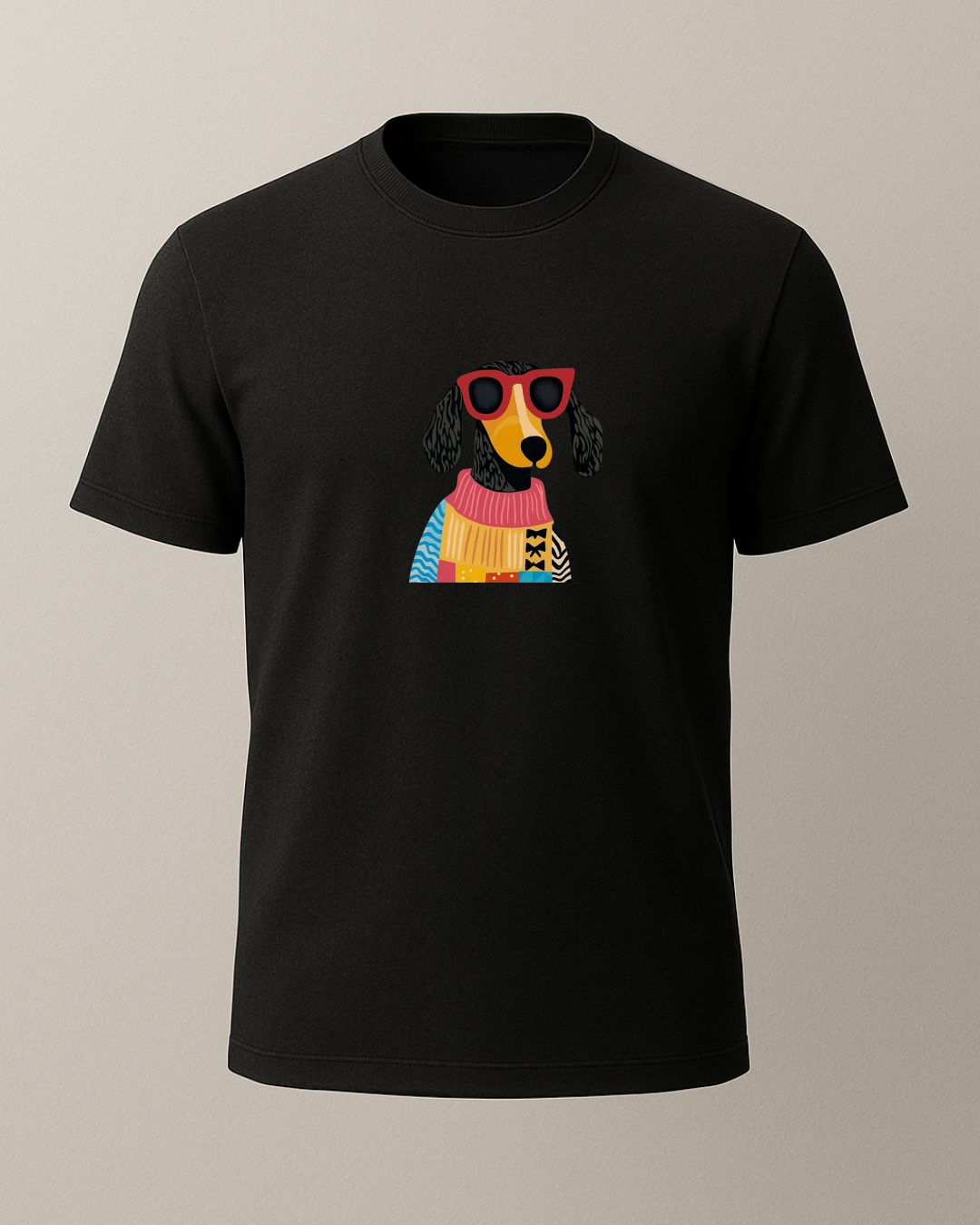 Uzun Kulaklı Köpke Baskılı T-Shirt