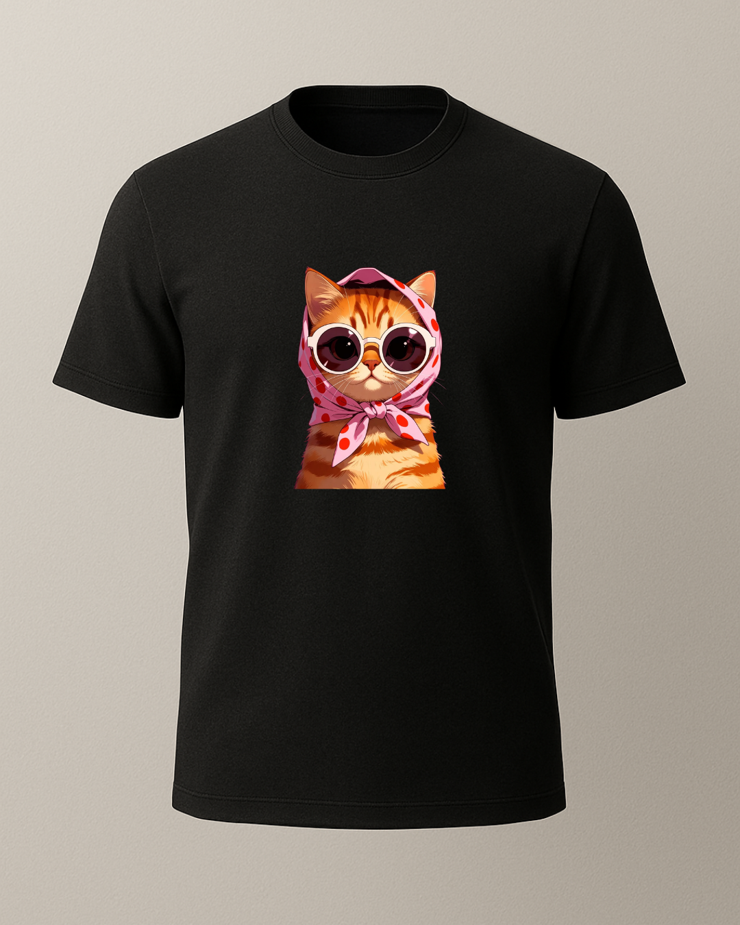Başörtülü Sarı Kedi -Sarman- Baskılı T-Shirt