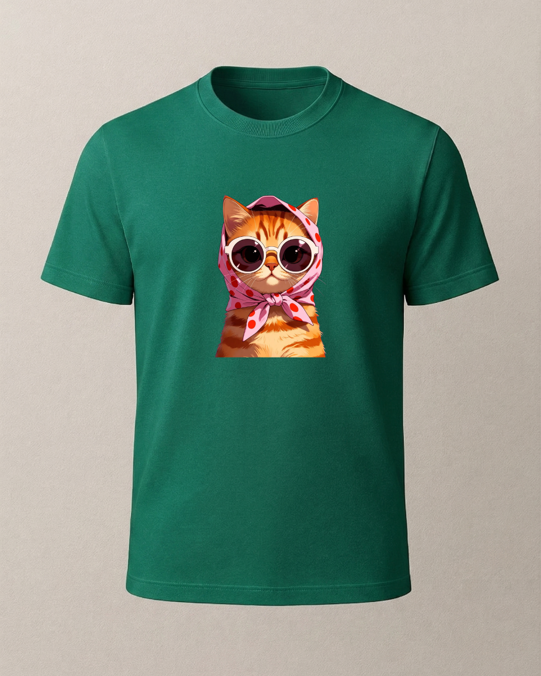 Başörtülü Sarı Kedi -Sarman- Baskılı T-Shirt