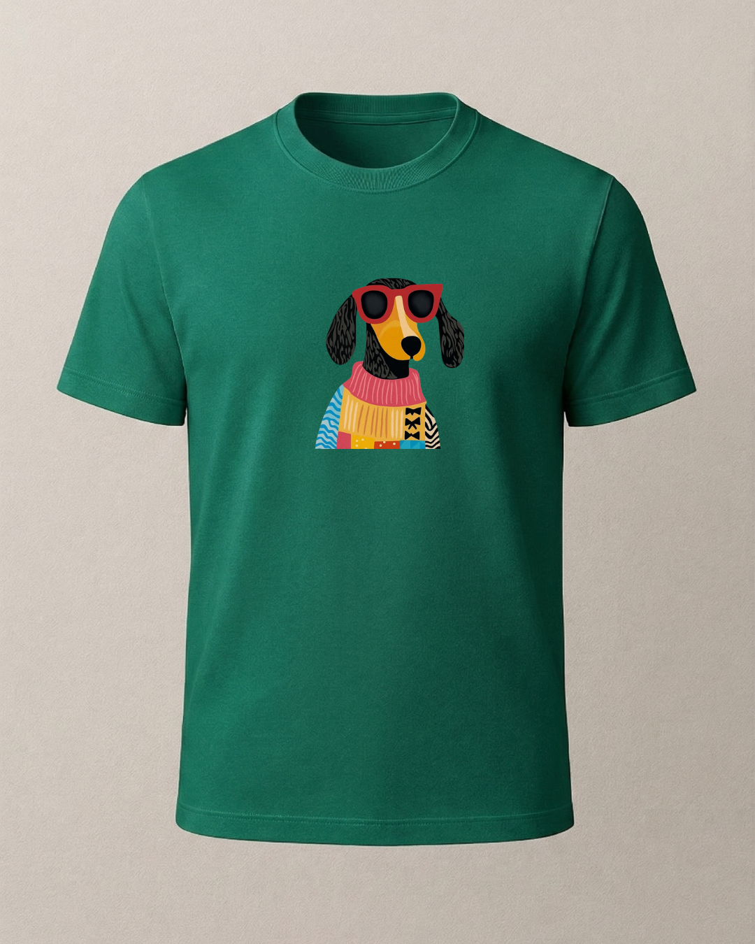 Uzun Kulaklı Köpke Baskılı T-Shirt