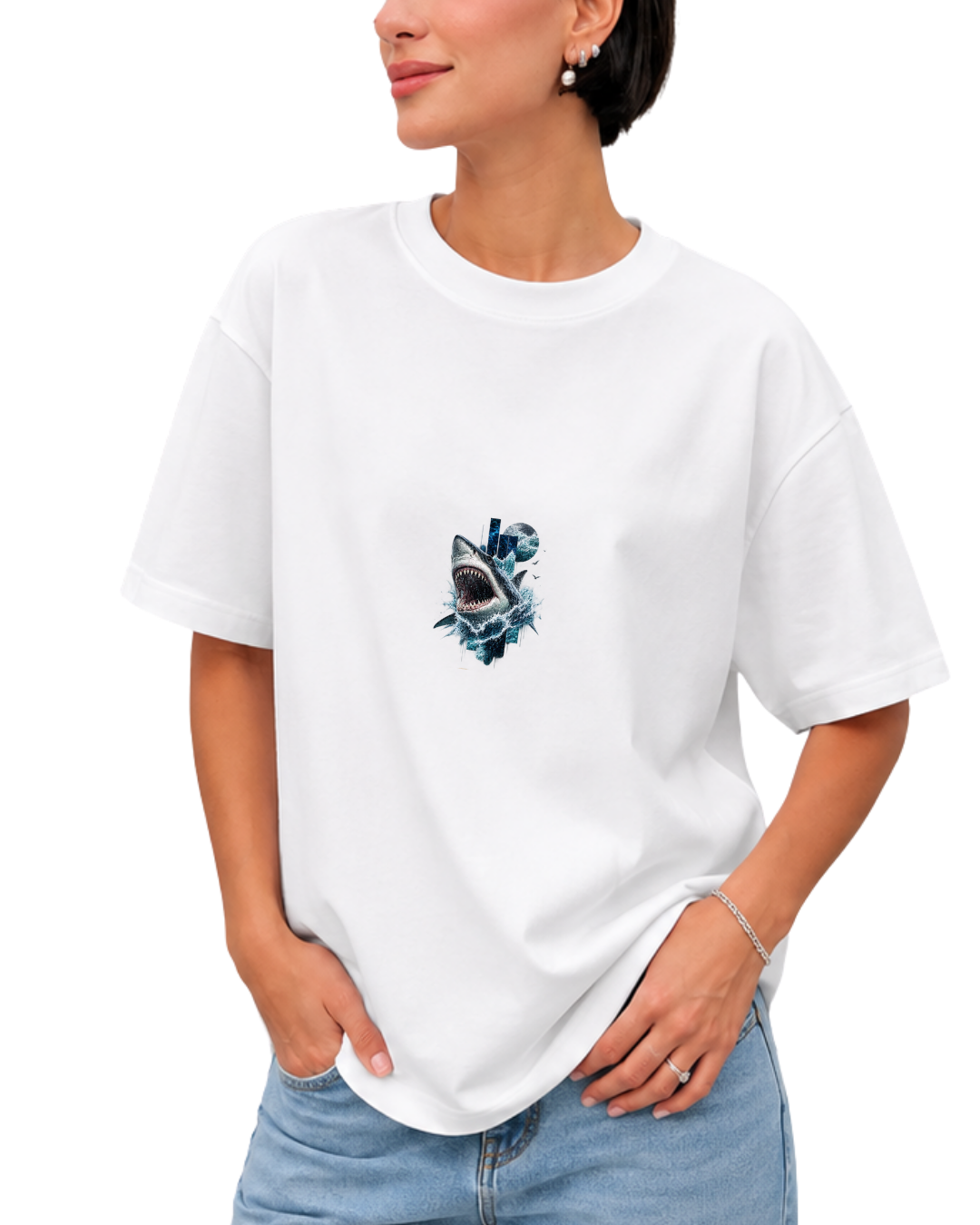 Blue Mind Oversize T-Shirt – Heykel ve Balina Baskılı